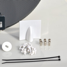 (10 Meter Kit, White) Viewi Freesat HDR Satellite Dish DIY Self Installation Kit, Latest Dish with Quad LNB, Twin Coax Cable all necessary Brackets,Bolts & SATELLITE FINDER