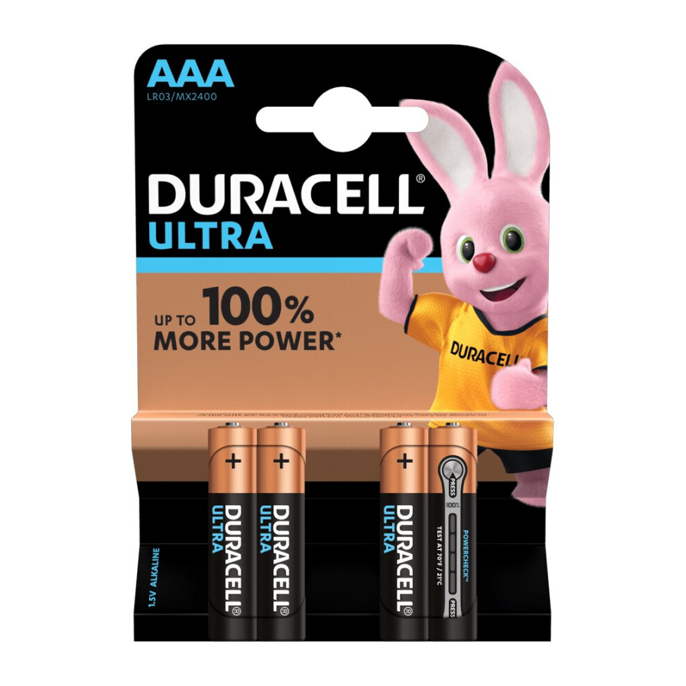 DURACELL LR03/MX2400 Ultra Power AAA Alkaline Batteries - Pack of 4