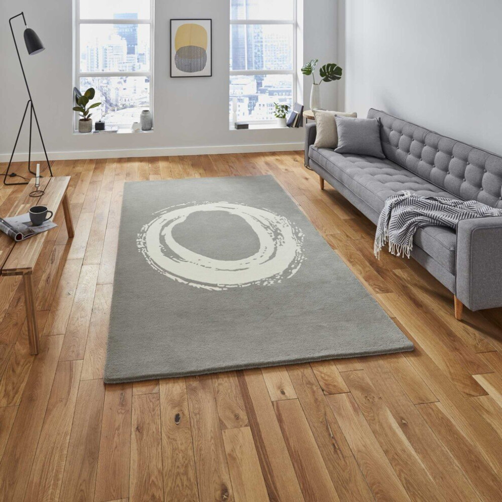 Think Rugs (120X170cm) Modern Elements El1095 Hand Made Wool Rugs In Grey Abstract Soft Mats
