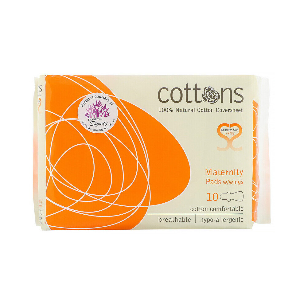 Worldwide Brands Ltd Cottons, 100% Natural Cotton, 10 Maternity Pads With Wings