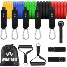 WHATAFIT Widerstandsband-Set, Fitnessbänder mit Griffen für Männer und Frauen