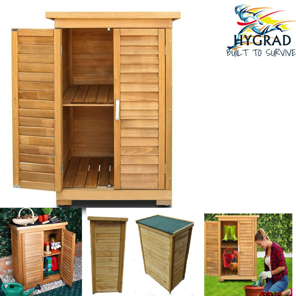 (Medium Outdoor Cabinet ) HYGRADÂ® Wooden Outdoor Garden Cabinet Utility Storage Tools Shelf Store Box Shed