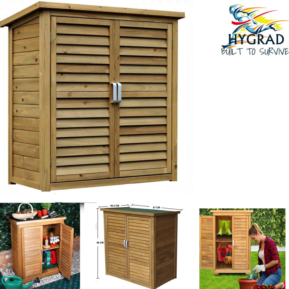 (Large ) HYGRADÂ® Wooden Outdoor Garden Cabinet Utility Storage Tools Shelf Store Box Shed-image-OPC-P6GGWFK-NEW