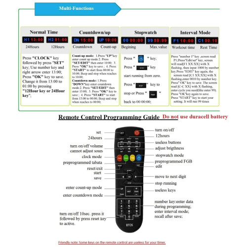 BTBSIGN LED Interval Timer Count Down/Up Clock Stopwatch with Remote 2
