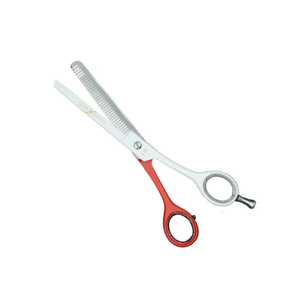 Edward X Jacob Red/White Exj - Hairdressing Grooming Hair Cutting Styling Barbers Thinning Scissors & Shears - & - 6.5"