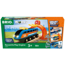 BRIO 33971 Smart Tech Sound Record & Play Engine - Interaktivn dreven vlcek pro deti | Ideln pro vek 3 a vce | Zlepuje motorick dovednosti
