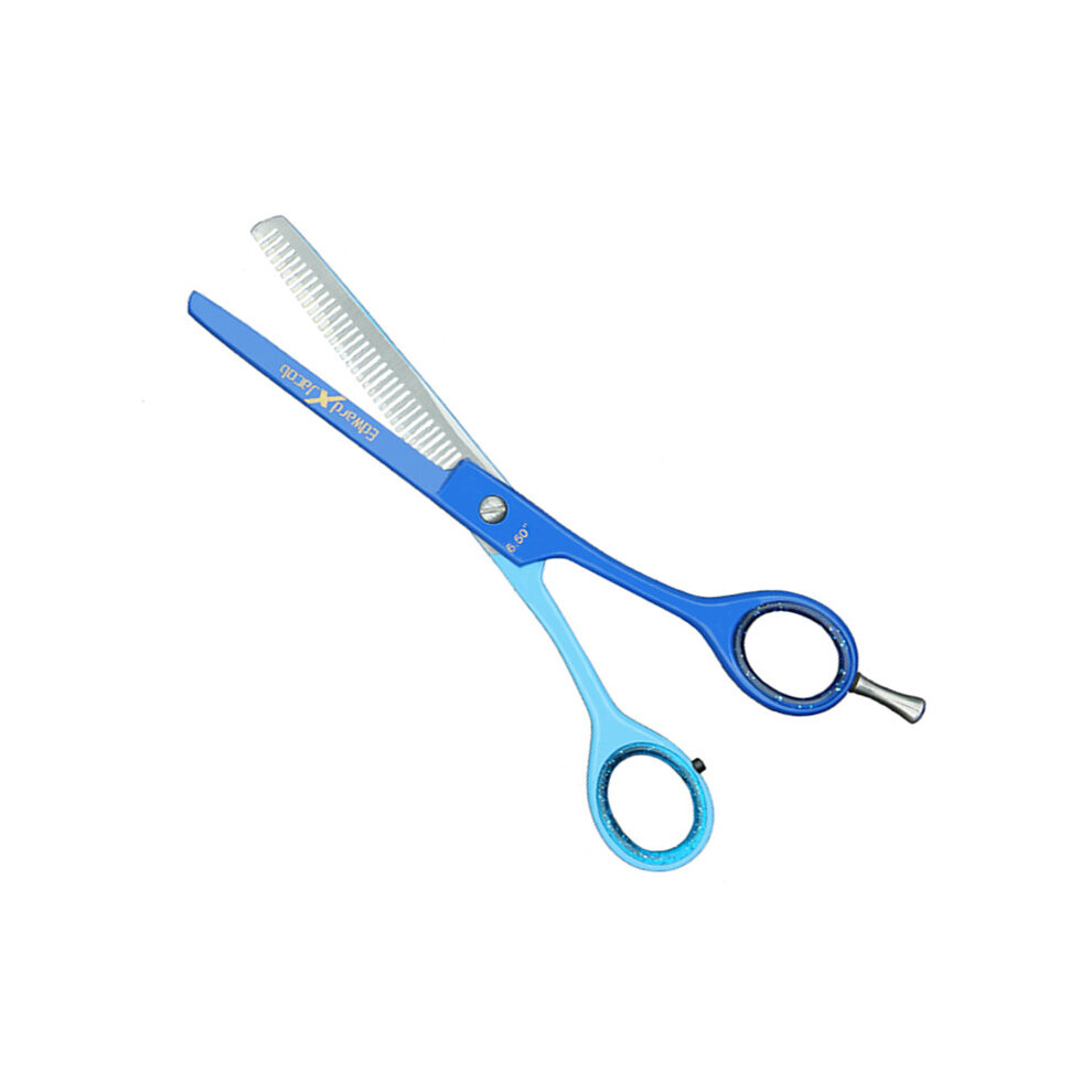 Edward X Jacob Blue Exj - Hairdressing Grooming Hair Cutting Styling Barbers Thinning Scissors & Shears - Dual Color - 6.5"