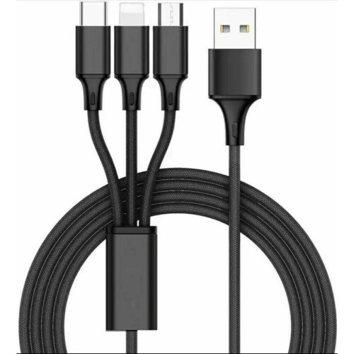 Fast Universal 3 in1 Multi USB Charger Charging Sync Cable iPhone
