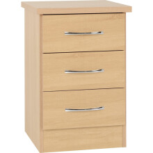 (3 Drawer Bedside) Nevada Bedroom Furniture Range - Sonoma Oak Effect