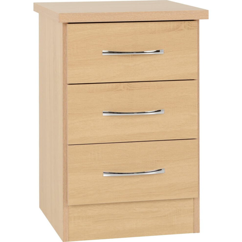 Seconique (3 Drawer Bedside) Nevada Bedroom Furniture Range - Sonoma Oak Effect