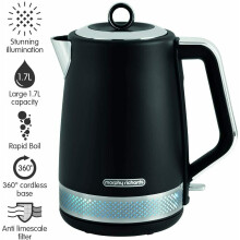 Morphy Richards Illumination Jug Kettle 1.7L, Black - 108020, Blue Illumination, 3kW, Easy-View Gauge, 360 Cordless Base, Limescale Filter