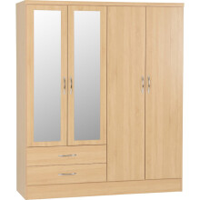 (4 Door 2 Drawer Wardrobe) Nevada Bedroom Furniture Range - Sonoma Oak Effect