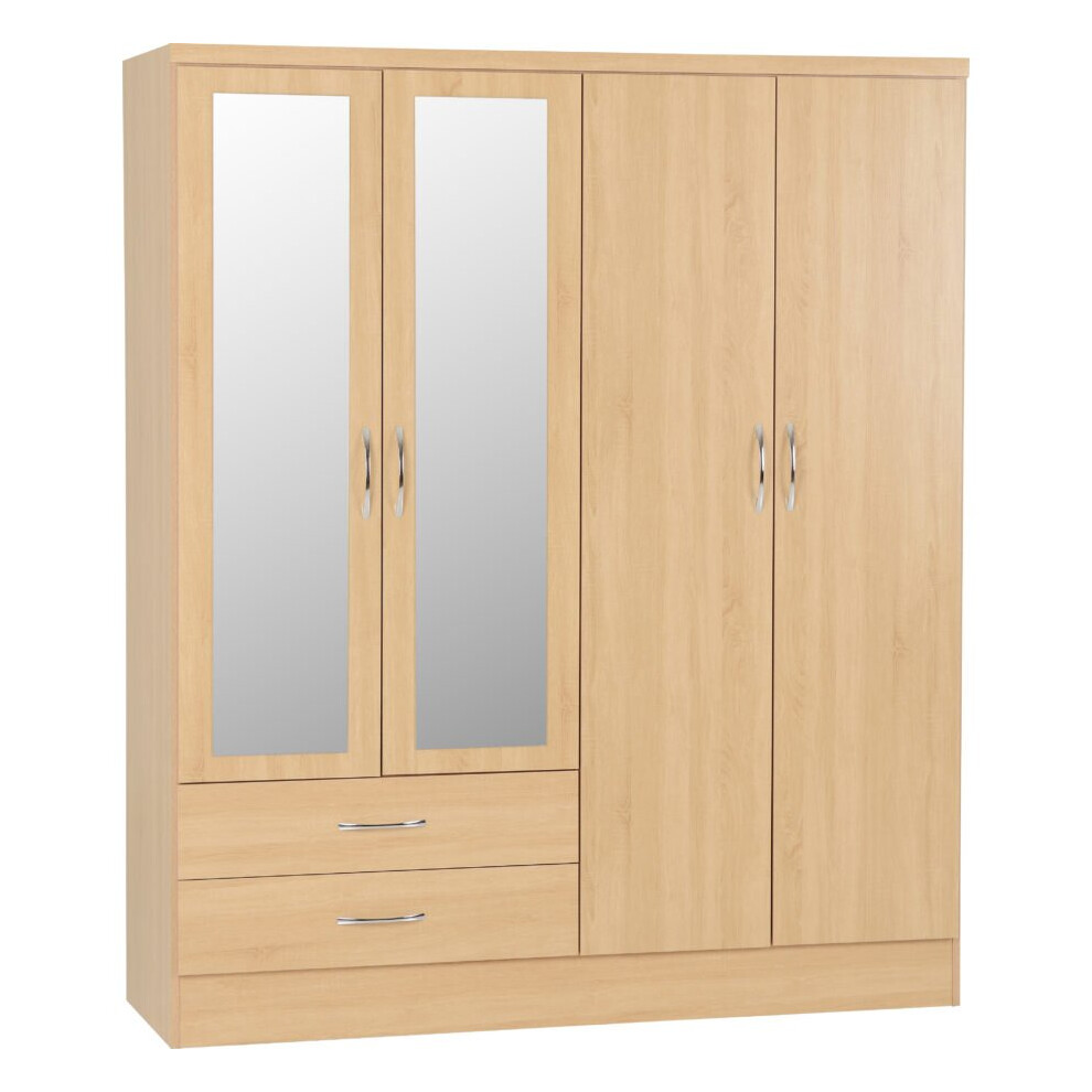 Seconique (4 Door 2 Drawer Wardrobe) Nevada Bedroom Furniture Range - Sonoma Oak Effect