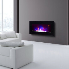 TruFlame LED Side Lit (7 colours) Wall Mounted Flat Glass Electric Fire with Log and Pebble Effect
