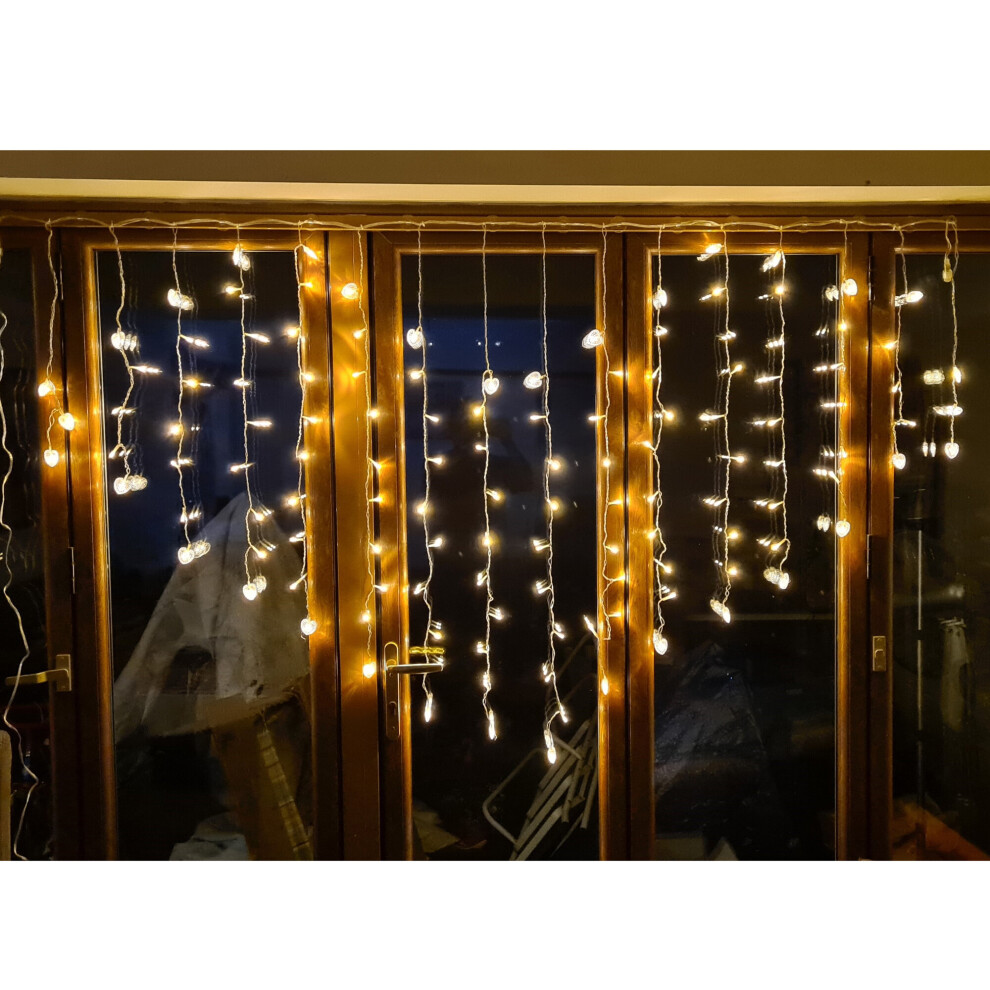 (Yellow, Hearts) LED Fairy Curtain Lights | 1.5m Mains Powered