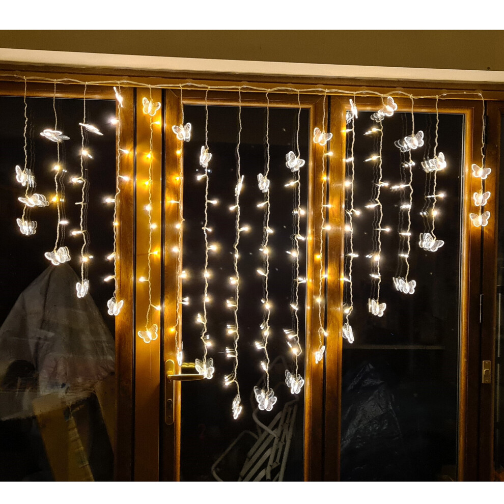 (Yellow, Butterflies) LED Fairy Curtain Lights | 1.5m Mains Powered