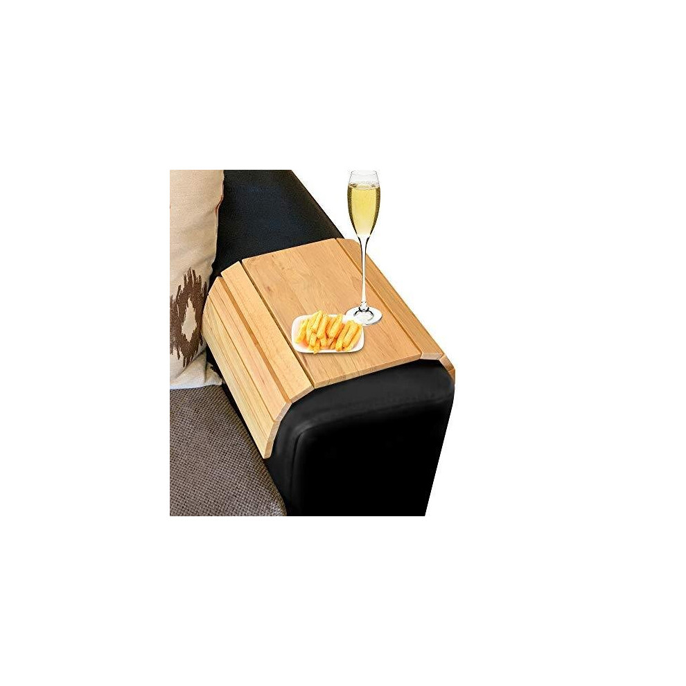 Besto Sofa Arm Tray Foldable Wooden Armrest Tray Sofa Organiser For Drinks, Snack, Magazine, And Remote - Square Couch Protector Laptop And Tablet H