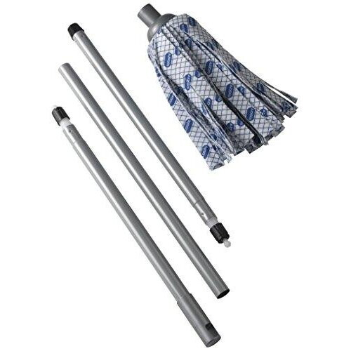 Addis Addis Cloth Mop with 3 Piece Handle, Blue, White & Metallic-Grey