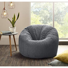 Jumbo Cord Beanbag Chair Grey, Extra Large Bean Bags in Plush grey Jumbo Cord, Great as Beanbag Lounger, Jumbo Cord Beanbags Recliner (GREY)