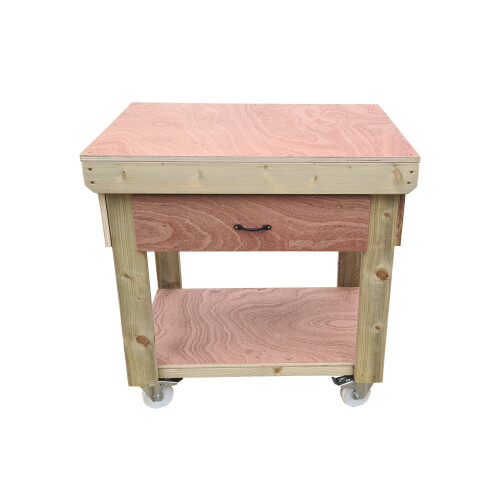 (3ft, Legs With Wheels) Wooden Eucalyptus Top Workbench With Drawers 2