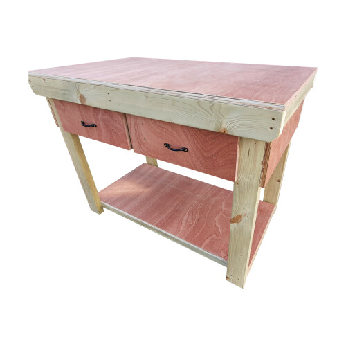 (5ft, Standard Legs) Wooden Eucalyptus Top Workbench With Drawers 2