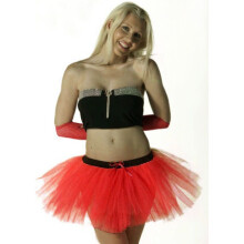(One Size) Women 3 Layers Red TuTu Skirt Ladies Fancy Dress Party Costume