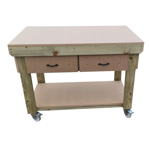 (5ft, Legs With Wheels) Wooden MDF Top Workbench With Drawers 2