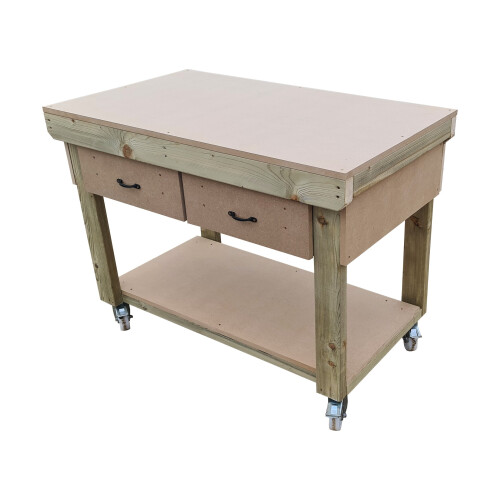 (6ft, Legs With Wheels) Wooden MDF Top Workbench With Drawers 2