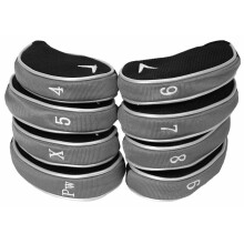 Callaway Iron Headcovers Set of 9 - Genuine (4-PW, SW, X) Black/Grey, Breathable, Fits Right & Left-Handed Clubs