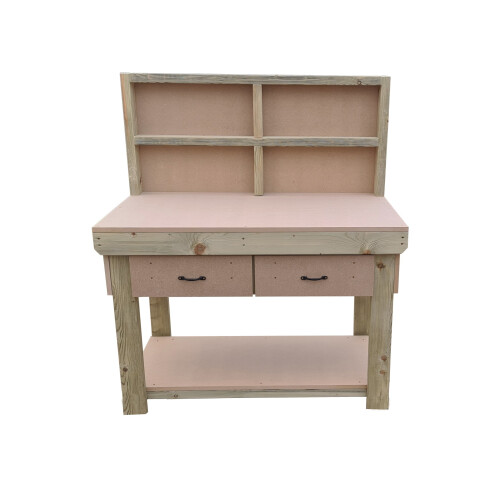 (6ft, Standard Legs) Wooden MDF Top Workbench With Drawers And Back Panel 2