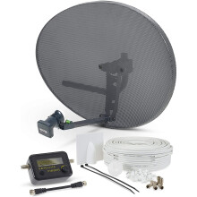 (30 Meter Twin + TRIPOD SATFINDER, White) Viewi Portable Satellite RV Dish Kit Camping Tailgating with Quad Tripod & Sat Finder