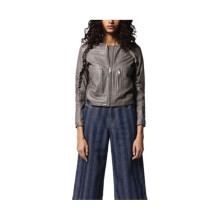 (Size S) DIESEL L-Heze Womens Biker Jacket Genuine Leather Slim Fit Winter Outwear Coat