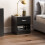 Home Discount (Black) Riano 1 Drawer 1 Shelf Bedside Chest Nightstand 2