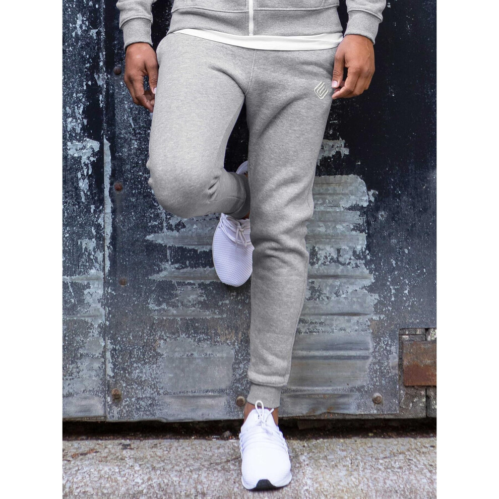 (Grey, M) Mens Joggers Enzo Slim Cuffed Sweatpants Trousers