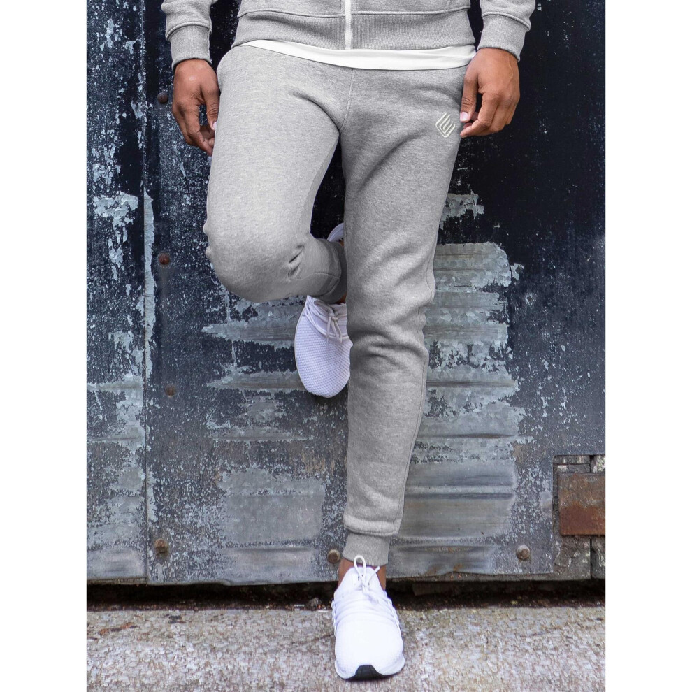 Ze Enzo (, 2XL) Mens Joggers Enzo Slim Cuffed Sweatpants Trousers Grey