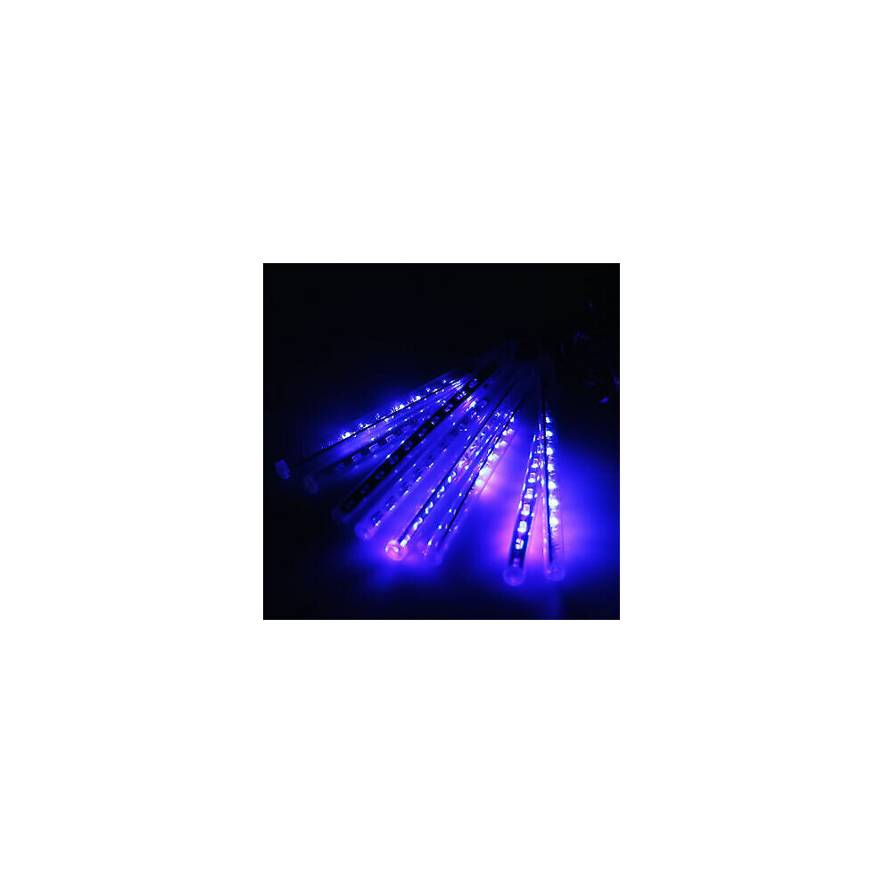 (Blue, UK Plug) 50cm Meteor Shower Rain LED Lights Fairy Tree Hanging Decoration Festive Party