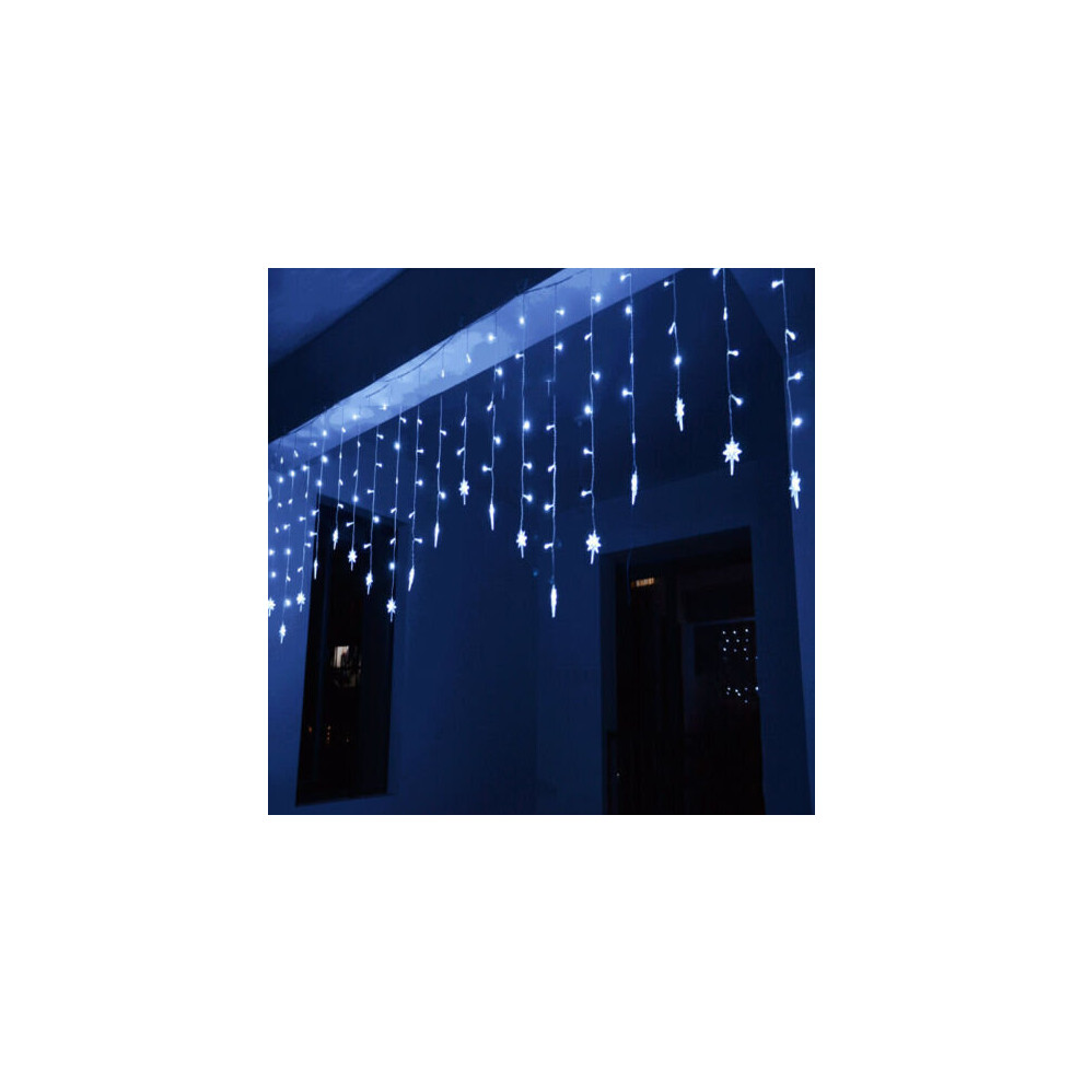 (3.5M 96LED White - Star) Christmas LED Icicle Star Fairy String Lights Xmas Party Curtain Garden Decor