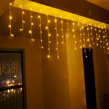 (#5 3.5m 96LED Yellow ? RGB Yard Window Lighting) 3.5M LED Icicle Hanging Curtain String Fairy Xmas Party Garden Home Light Decor