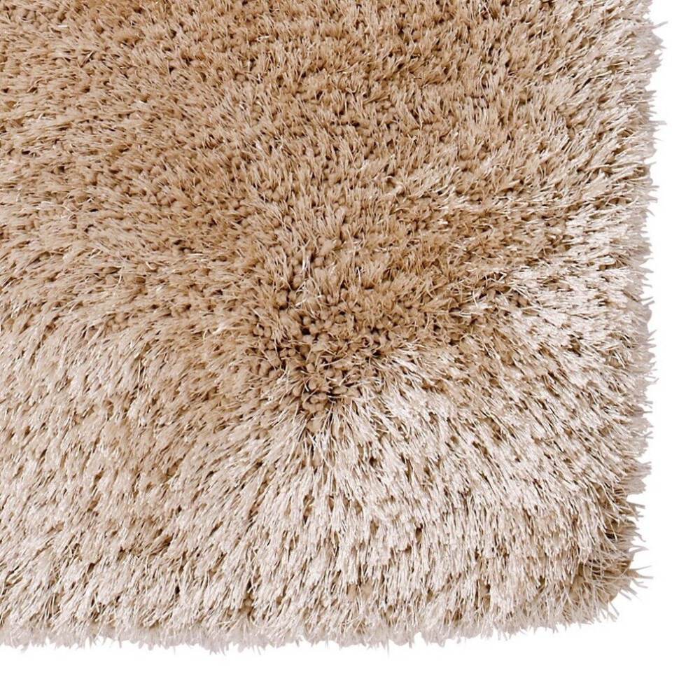 Montana Shaggy Round Circle Rugs in Beige Thick Soft Plain Pile Luxury Mats 150x150cm