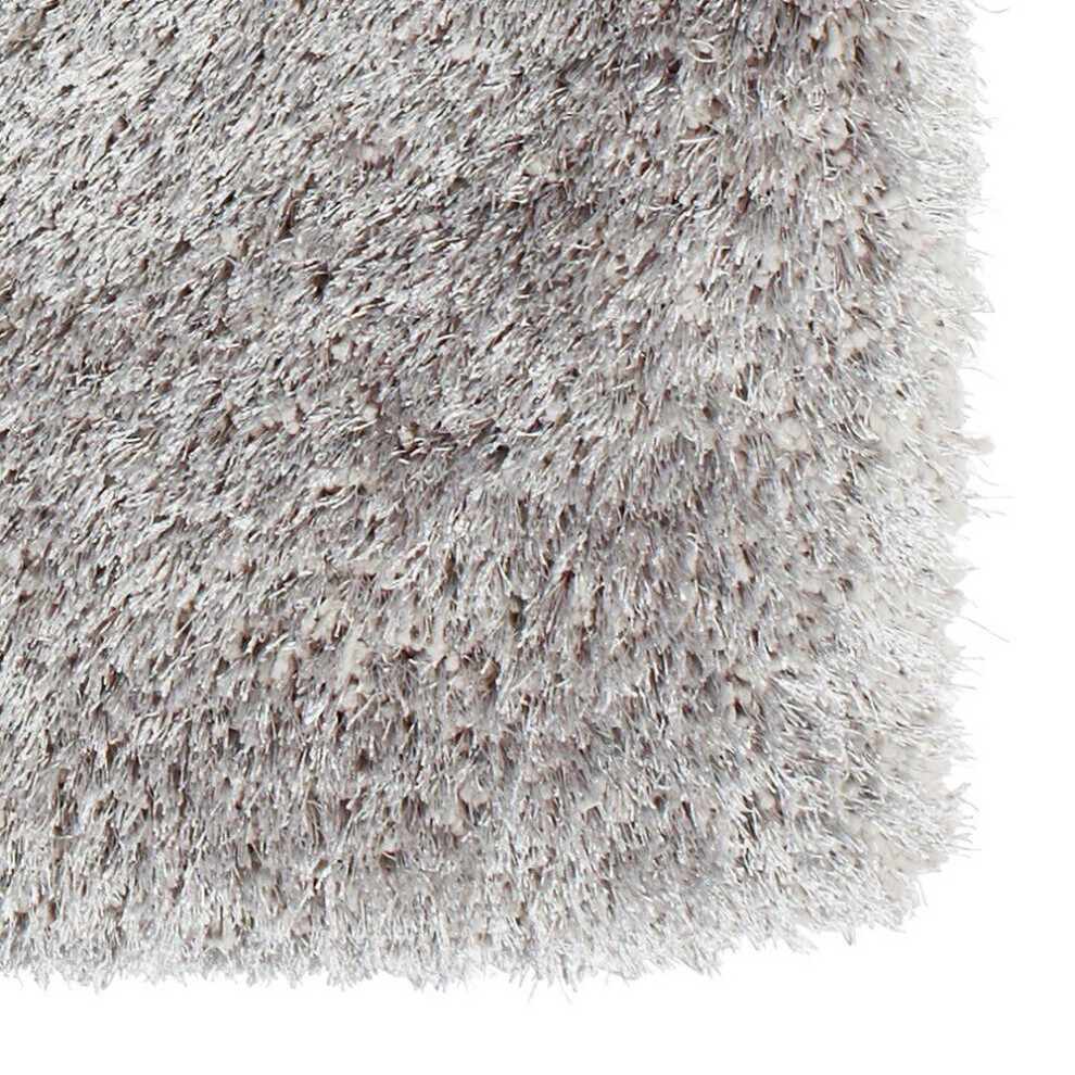 Think Rugs Montana Shaggy Round Circle Rugs In Silver Grey Thick Soft Plain Pile Luxury Mats 150X150cm