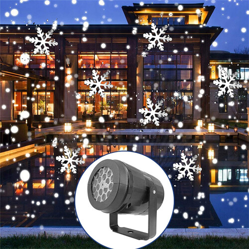Snowflake LED Christmas Projector Lights Rotating Snowfall Landscape Lamp 1