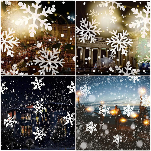 Snowflake LED Christmas Projector Lights Rotating Snowfall Landscape Lamp 2