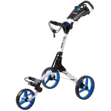 (White/Blue) Cube Golf Trolley by SkyMax One Click 3 Wheel