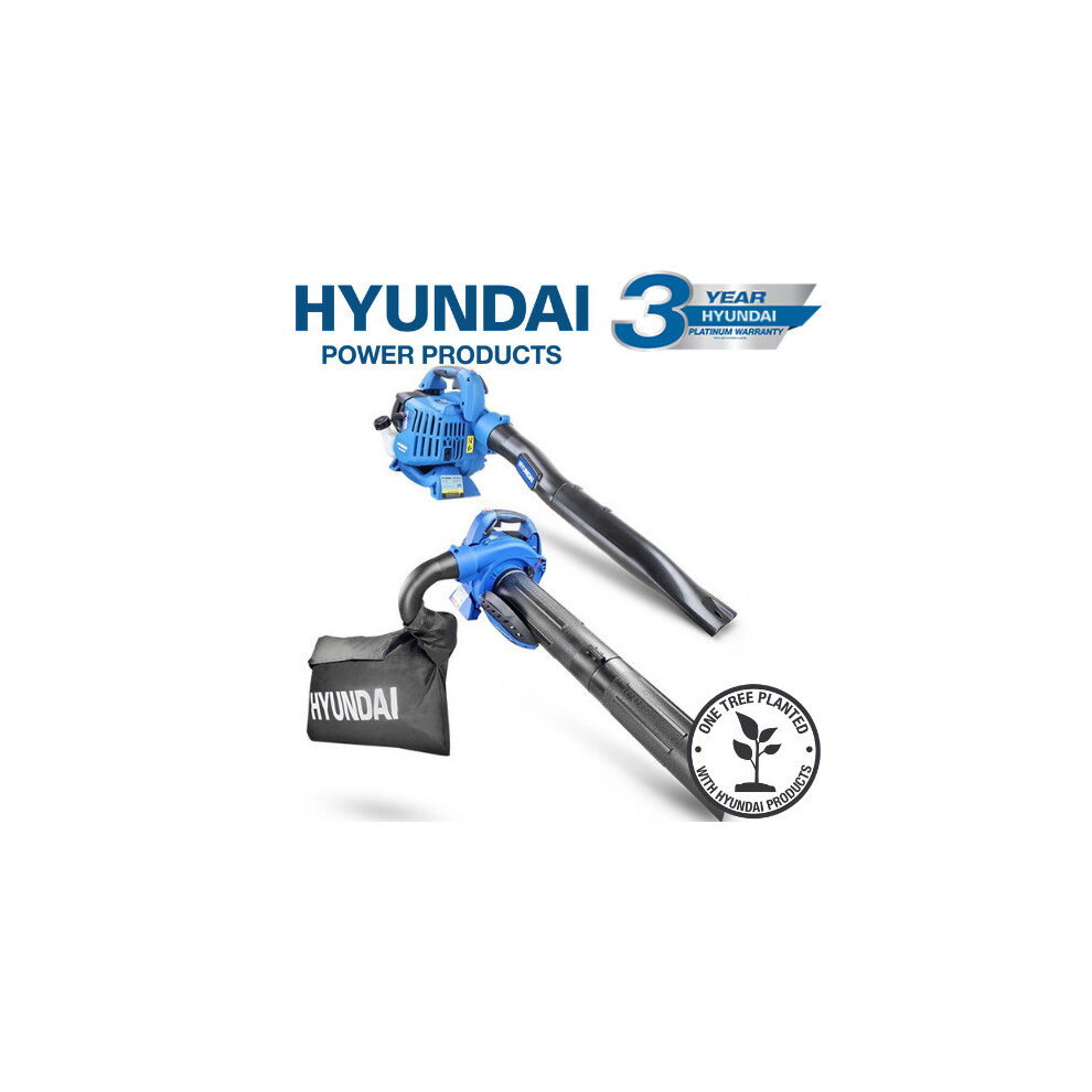 Hyundai HYBV2600X 26cc 2-Stroke 3-IN-1 Petrol Leaf Blower Garden Vac Shredder