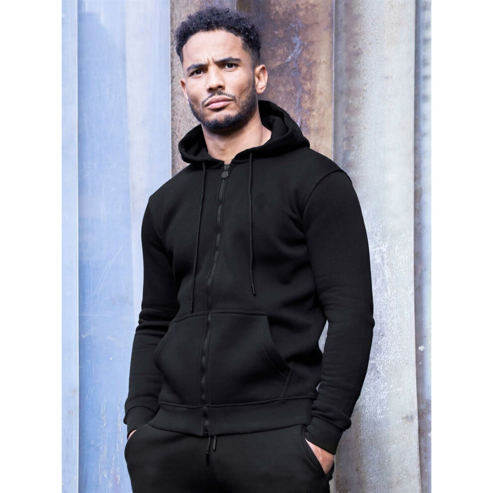 (Black, S) Mens Hoodies Enzo Zip Up Hooded Jacket Track Top