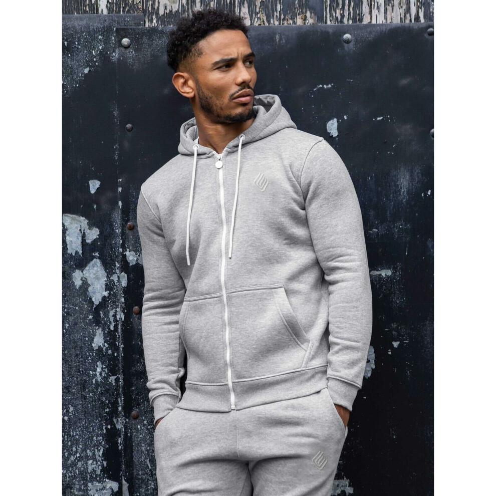 (Grey, S) Mens Hoodies Enzo Zip Up Hooded Jacket Track Top