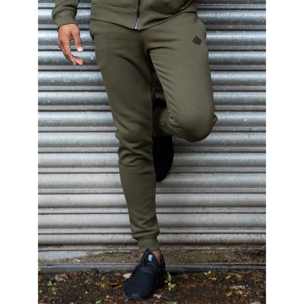 Ze Enzo (, 2XL) Mens Joggers Enzo Slim Cuffed Sweatpants Trousers Green