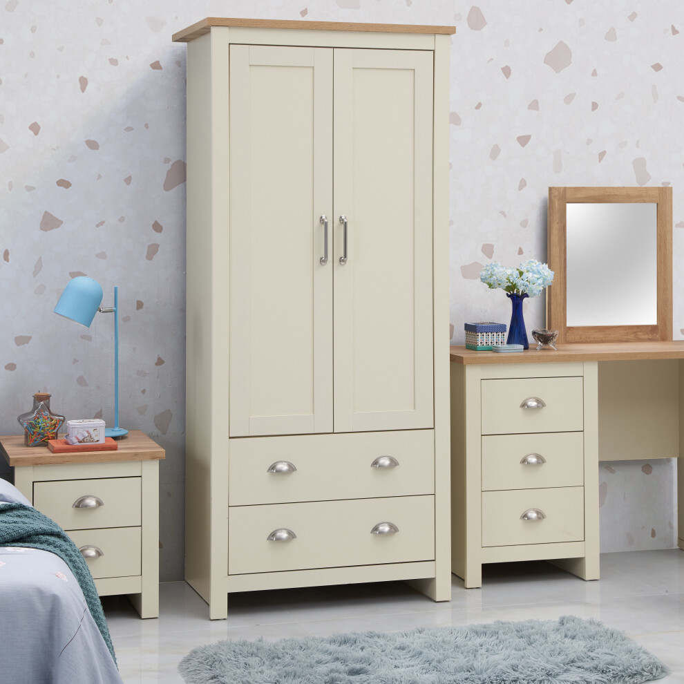 Lisbon 2 Door Double Wardrobe In Cream Bedroom Furniture