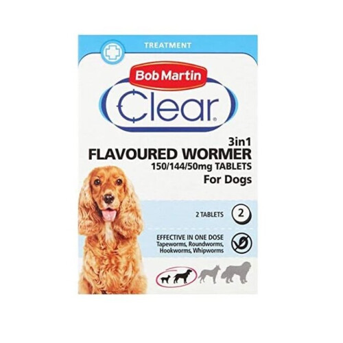 Bob Martin (2 Tablets) Bob Martin Clear 3-in-1 Wormer Tablets For Dogs - 4 Tablets
