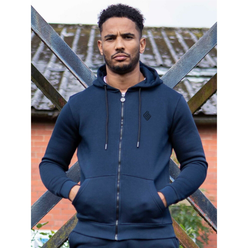 (Blue, L) Mens Hoodies Enzo Zip Up Hooded Jacket Track Top